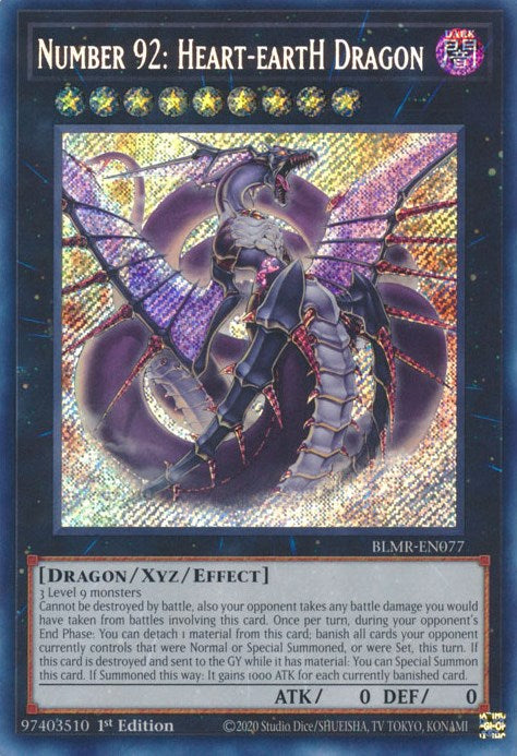 Number 92: Heart-eartH Dragon [BLMR-EN077] Secret Rare | Galactic Gamez