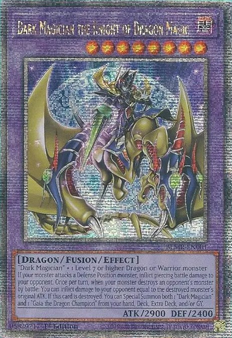 Dark Magician the Knight of Dragon Magic [BLMR-EN001] Quarter Century Secret Rare | Galactic Gamez