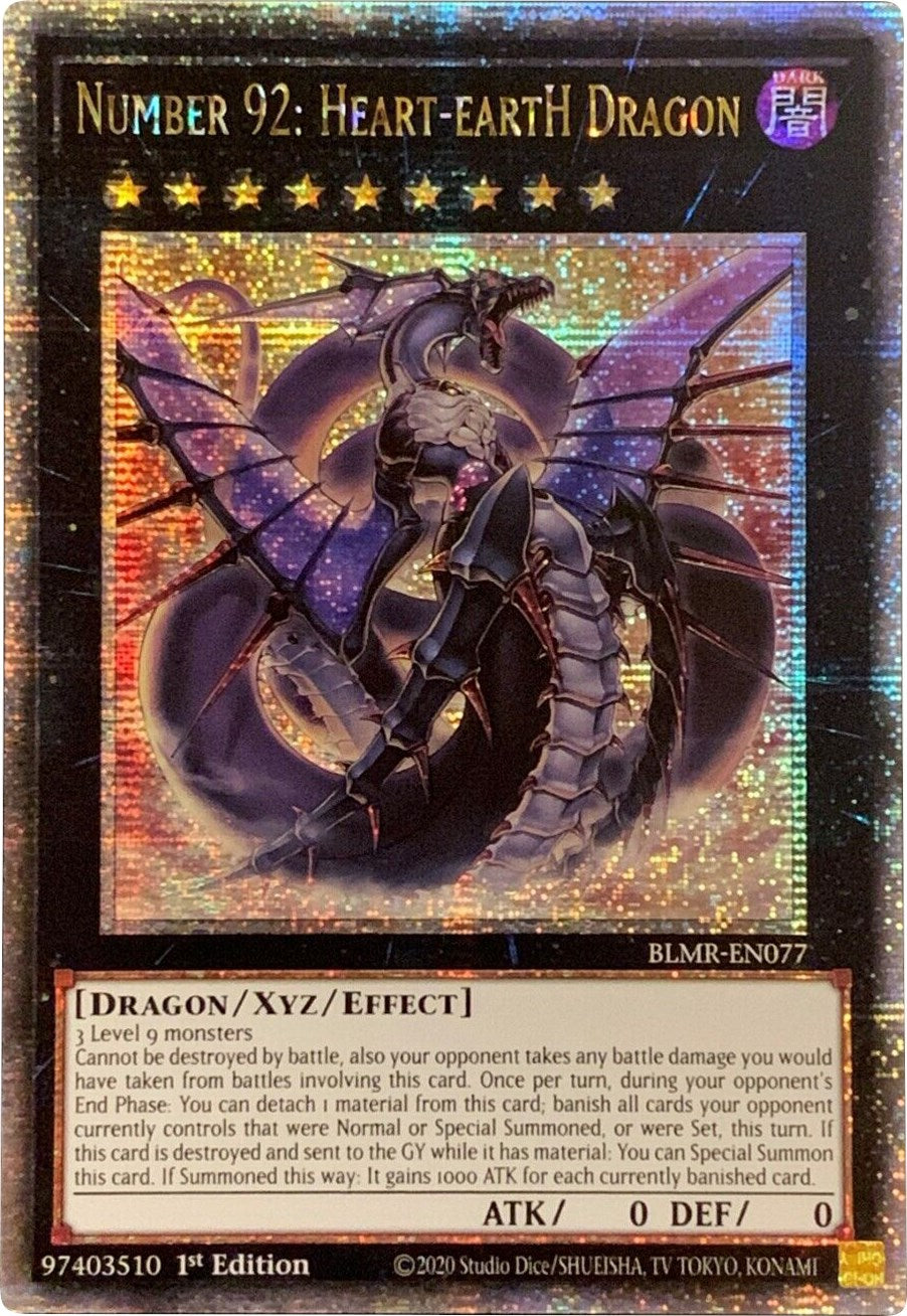 Number 92: Heart-eartH Dragon [BLMR-EN077] Quarter Century Secret Rare | Galactic Gamez