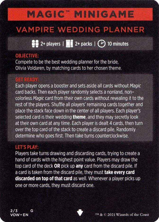 Vampire Wedding Planner (Magic Minigame) [Innistrad: Crimson Vow Minigame] | Galactic Gamez