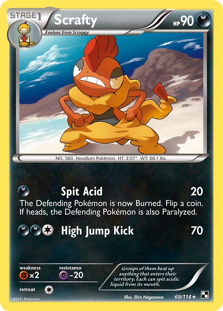 Scrafty (69/114) [Black & White: Base Set] | Galactic Gamez