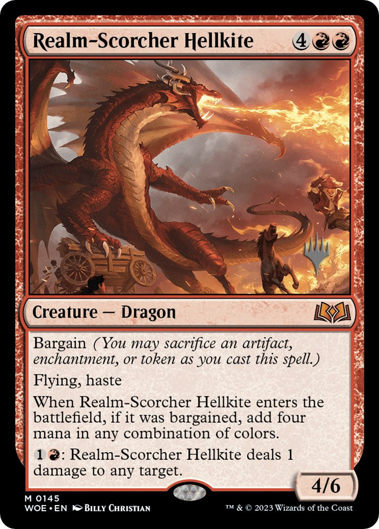 Realm-Scorcher Hellkite (Promo Pack) [Wilds of Eldraine Promos] | Galactic Gamez