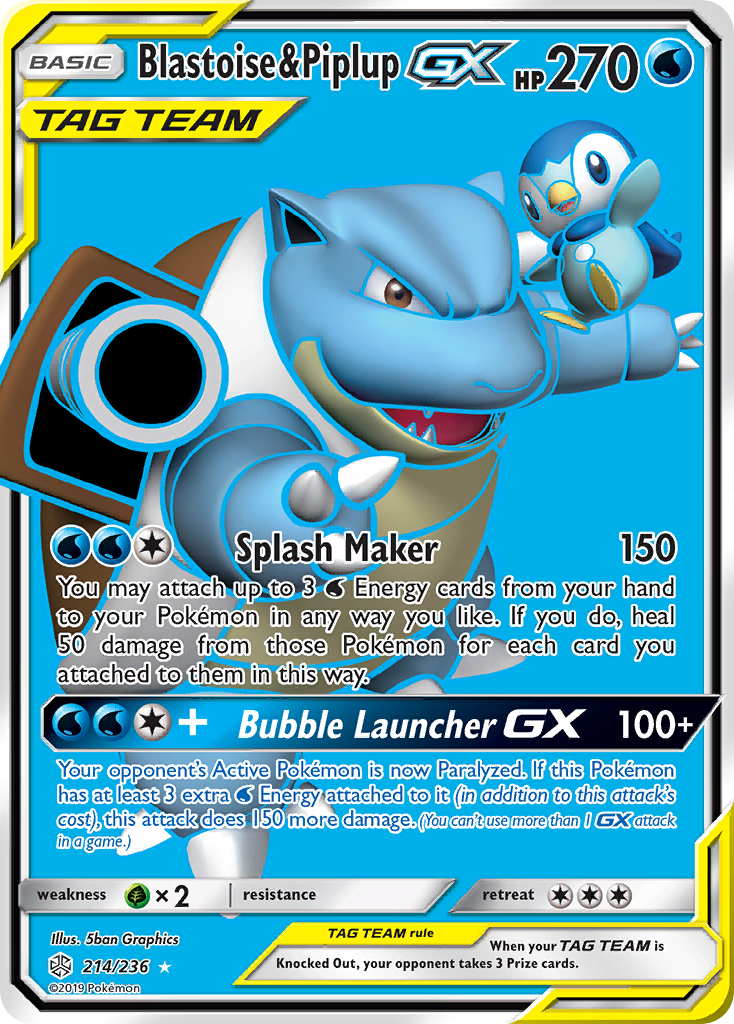 Blastoise & Piplup GX (214/236) [Sun & Moon: Cosmic Eclipse] | Galactic Gamez