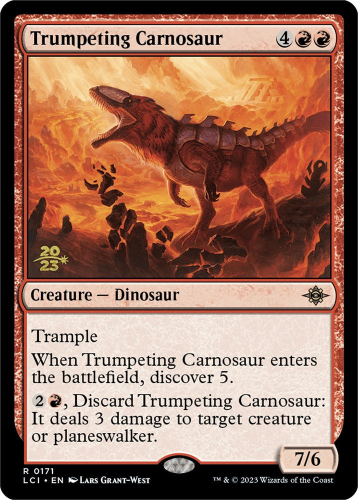 Trumpeting Carnosaur [The Lost Caverns of Ixalan Prerelease Cards] | Galactic Gamez