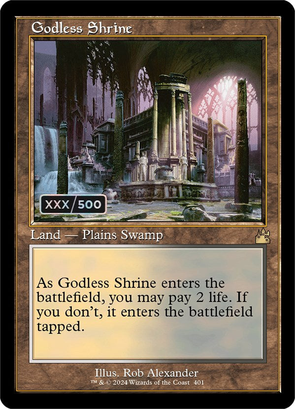 Godless Shrine (Retro) (Serialized) [Ravnica Remastered] | Galactic Gamez