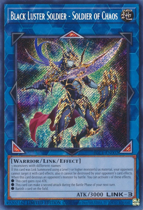 Black Luster Soldier - Soldier of Chaos [BLC1-EN002] Secret Rare | Galactic Gamez