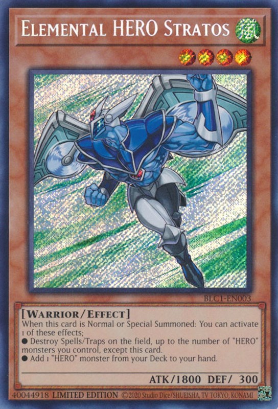 Elemental HERO Stratos [BLC1-EN003] Secret Rare | Galactic Gamez