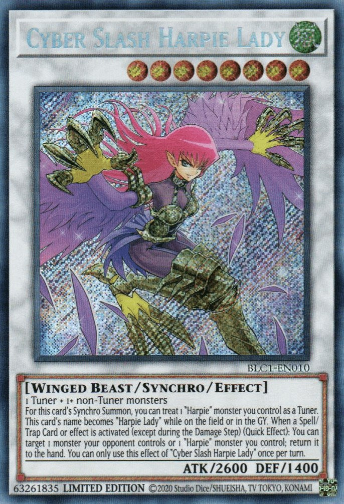 Cyber Slash Harpie Lady [BLC1-EN010] Secret Rare | Galactic Gamez