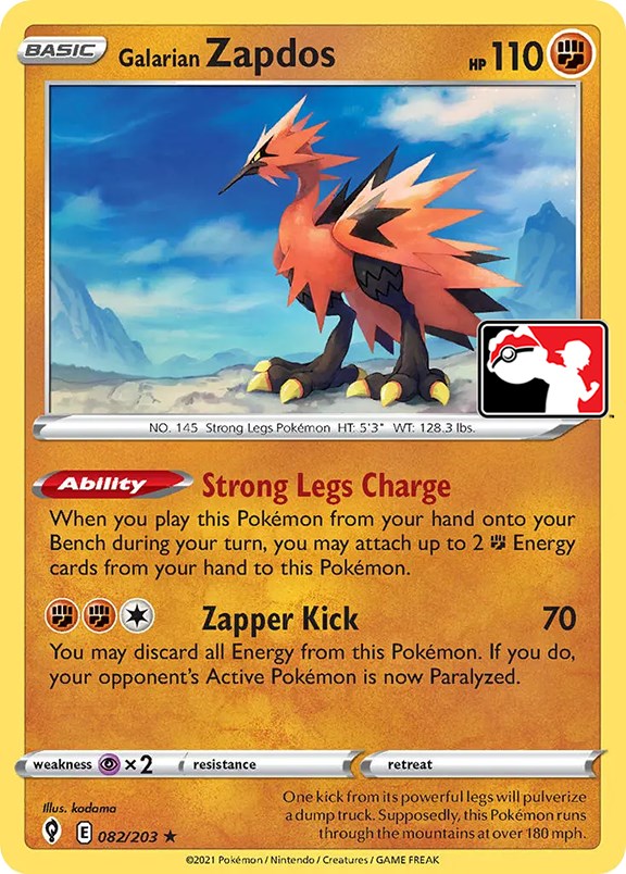 Galarian Zapdos (082/203) [Prize Pack Series One] | Galactic Gamez