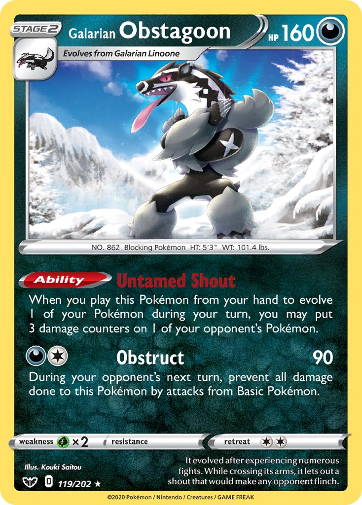 Galarian Obstagoon (119/202) (Theme Deck Exclusive) [Sword & Shield: Base Set] | Galactic Gamez