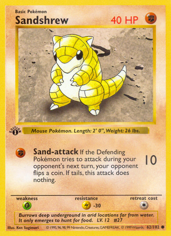 Sandshrew (62/102) (Shadowless) [Base Set 1st Edition] | Galactic Gamez