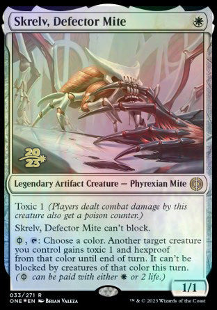 Skrelv, Defector Mite [Phyrexia: All Will Be One Prerelease Promos] | Galactic Gamez