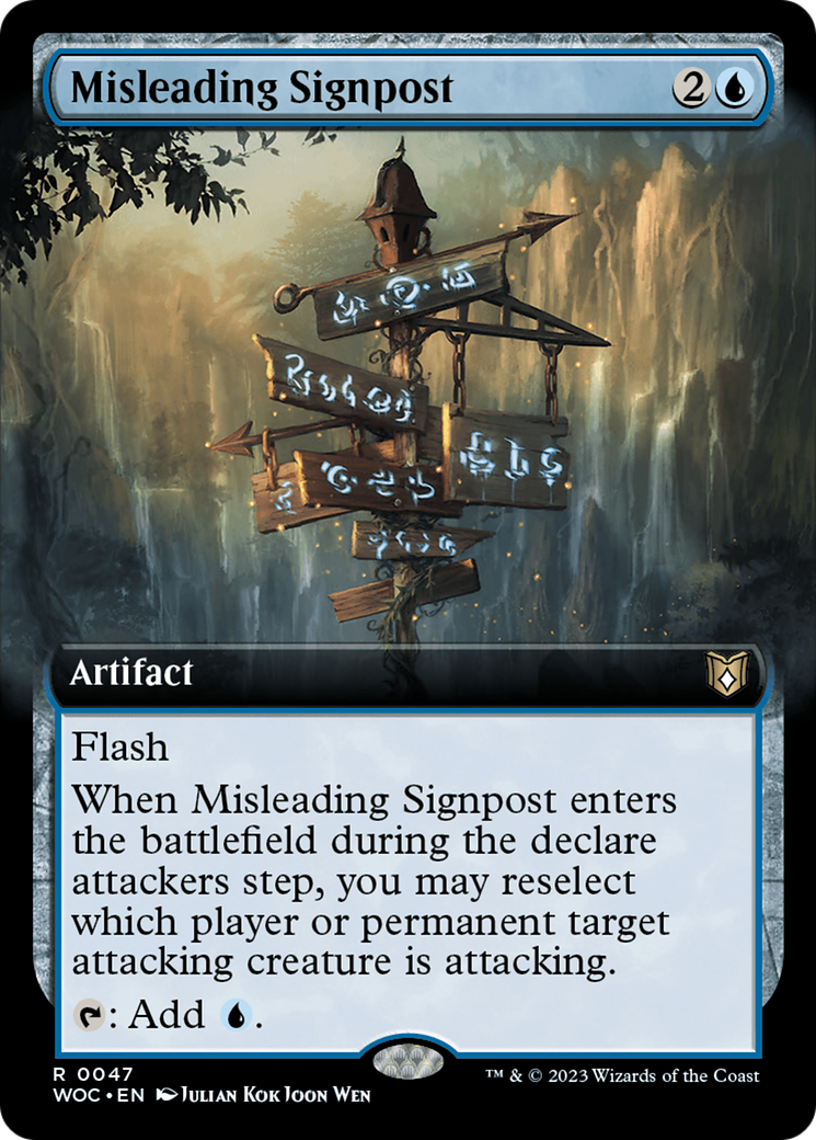 Misleading Signpost (Extended Art) [Wilds of Eldraine Commander] | Galactic Gamez