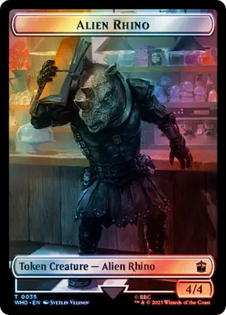 Alien Rhino // Treasure (0061) Double-Sided Token (Surge Foil) [Doctor Who Tokens] | Galactic Gamez