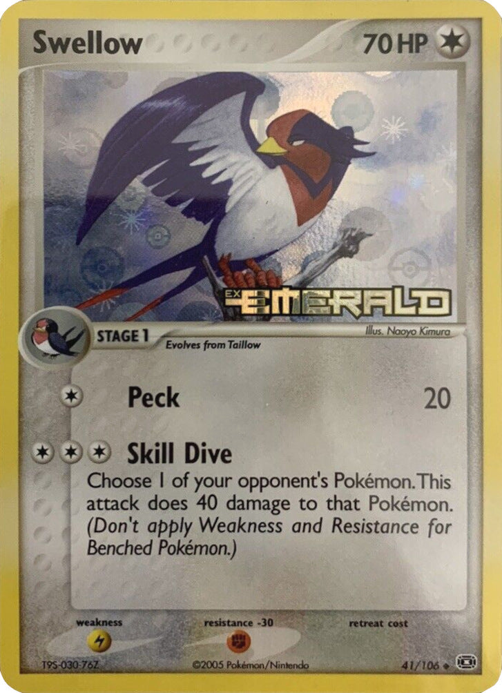 Swellow (41/106) (Stamped) [EX: Emerald] | Galactic Gamez