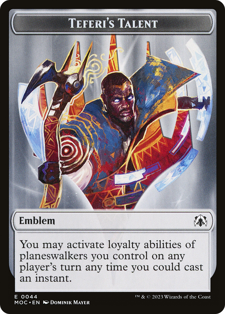 First Mate Ragavan // Teferi's Talent Emblem Double-Sided Token [March of the Machine Commander Tokens] | Galactic Gamez