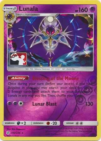 Lunala (102/236) (Pokemon Club Special Print) [Sun & Moon: Cosmic Eclipse] | Galactic Gamez