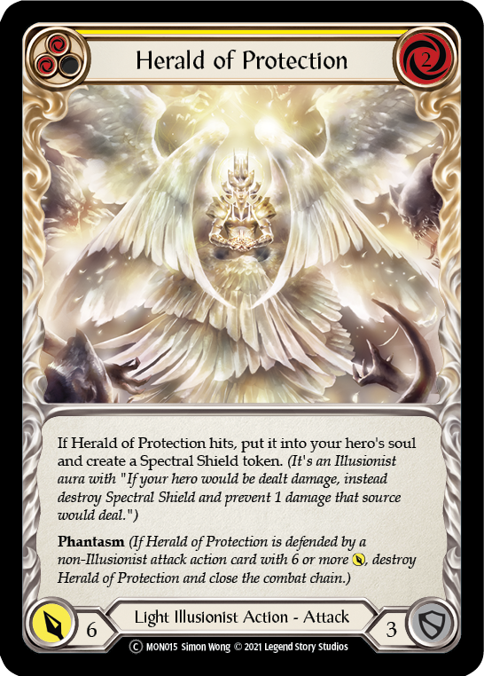 Herald of Protection (Yellow) (Rainbow Foil) [U-MON015-RF] Unlimited Edition Rainbow Foil | Galactic Gamez