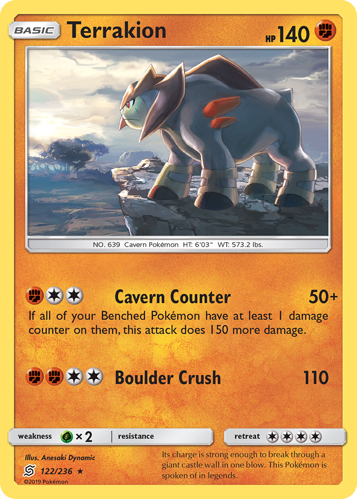 Terrakion (122/236) [Sun & Moon: Unified Minds] | Galactic Gamez