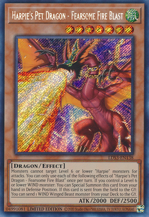 Harpie's Pet Dragon - Fearsome Fire Blast [LDS3-EN138] Secret Rare | Galactic Gamez