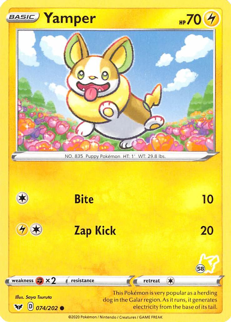 Yamper (074/202) (Pikachu Stamp #58) [Battle Academy 2022] | Galactic Gamez