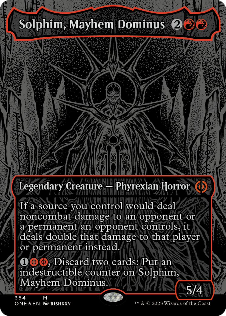 Solphim, Mayhem Dominus (Oil Slick Raised Foil) [Phyrexia: All Will Be One] | Galactic Gamez