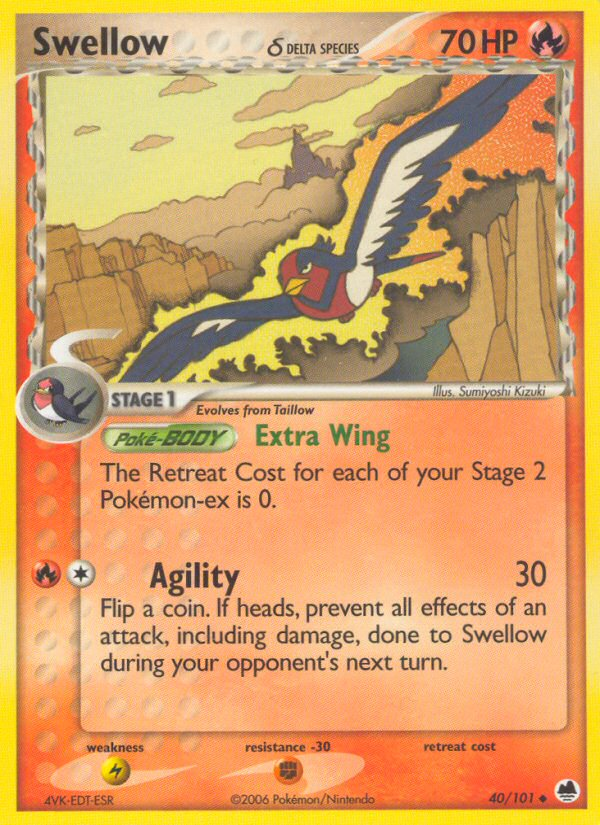 Swellow (40/101) (Delta Species) [EX: Dragon Frontiers] | Galactic Gamez