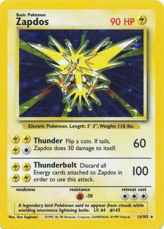 Zapdos (16/102) [Base Set Unlimited] | Galactic Gamez