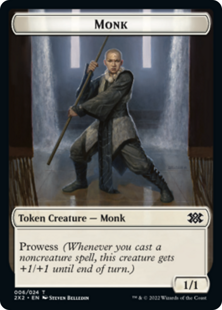 Boar // Monk Double-sided Token [Double Masters 2022 Tokens] | Galactic Gamez