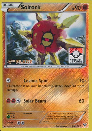 Solrock (64/146) (4th Place League Challenge Promo) [XY: Base Set] | Galactic Gamez