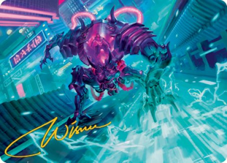 Surgehacker Mech Art Card (Gold-Stamped Signature) [Kamigawa: Neon Dynasty Art Series] | Galactic Gamez