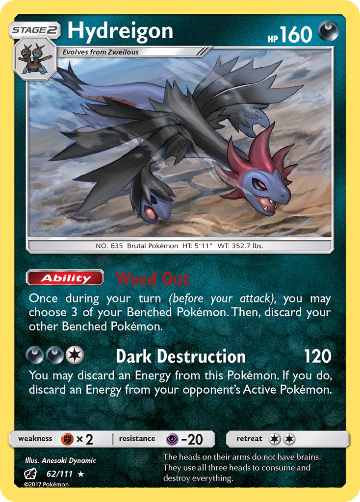 Hydreigon (62/111) (Cracked Ice Holo) (Theme Deck Exclusive) [Sun & Moon: Crimson Invasion] | Galactic Gamez