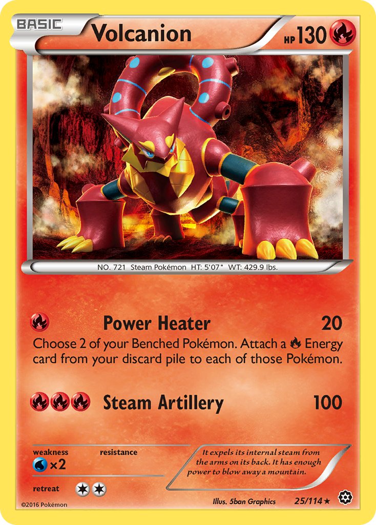 Volcanion (25/114) (Cracked Ice Holo) (Theme Deck Exclusive) [XY: Steam Siege] | Galactic Gamez