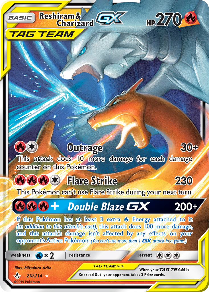 Reshiram & Charizard GX (20/214) [Sun & Moon: Unbroken Bonds] | Galactic Gamez