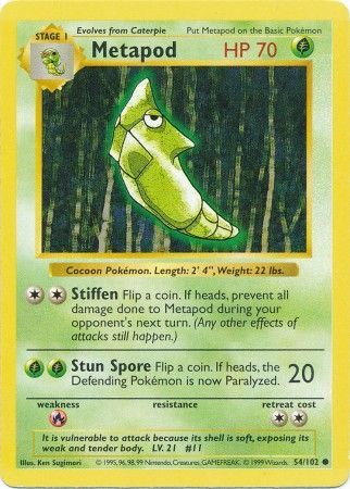 Metapod (54/102) [Base Set Shadowless Unlimited] | Galactic Gamez