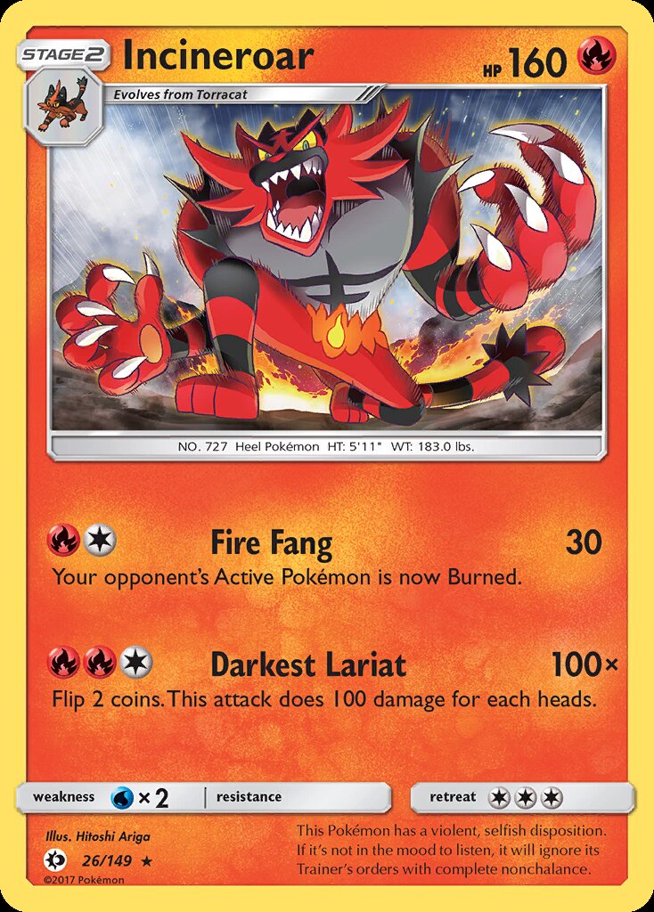 Incineroar (26/149) (Theme Deck Exclusive) [Sun & Moon: Base Set] | Galactic Gamez