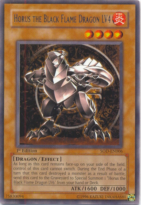 Horus The Black Flame Dragon LV4 [SOD-EN006] Rare | Galactic Gamez