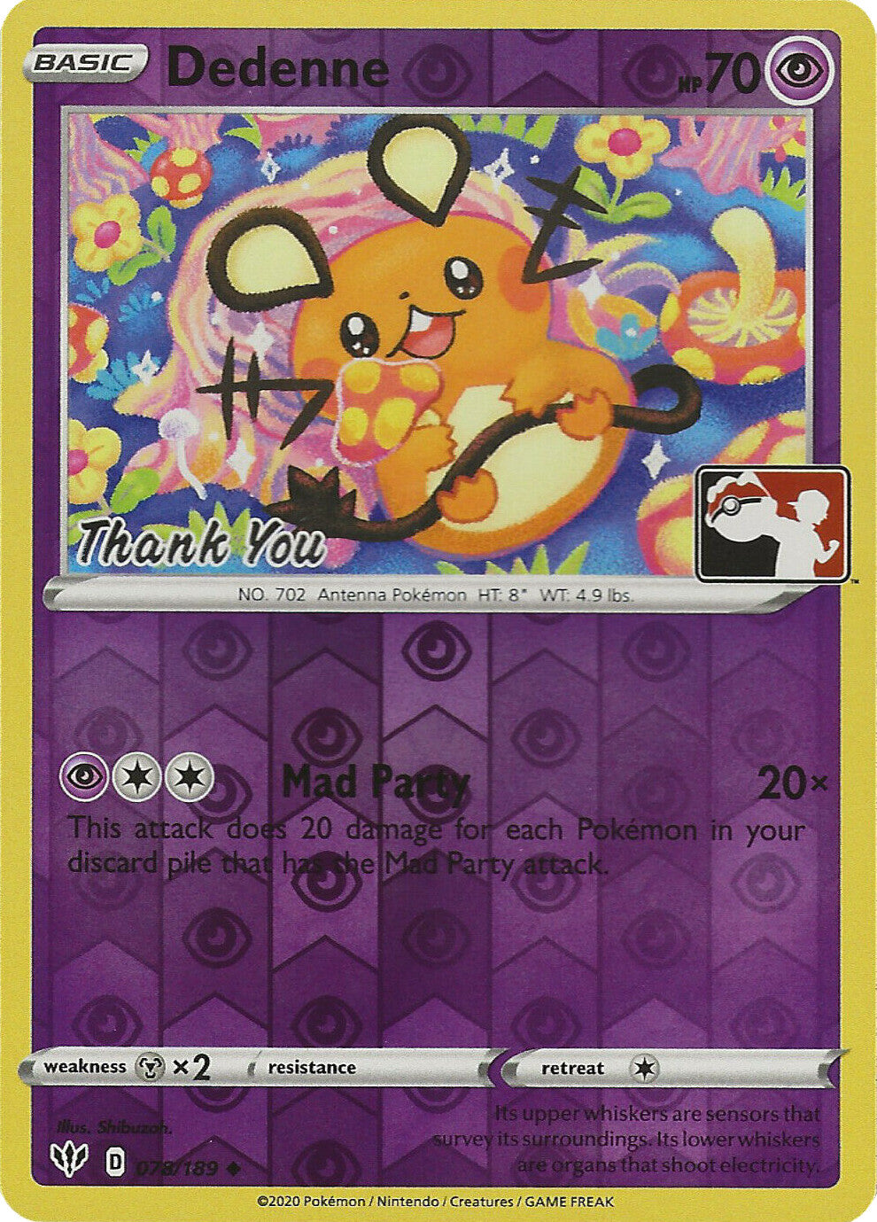 Dedenne (078/189) (Thank You Promo) [Sword & Shield: Darkness Ablaze] | Galactic Gamez