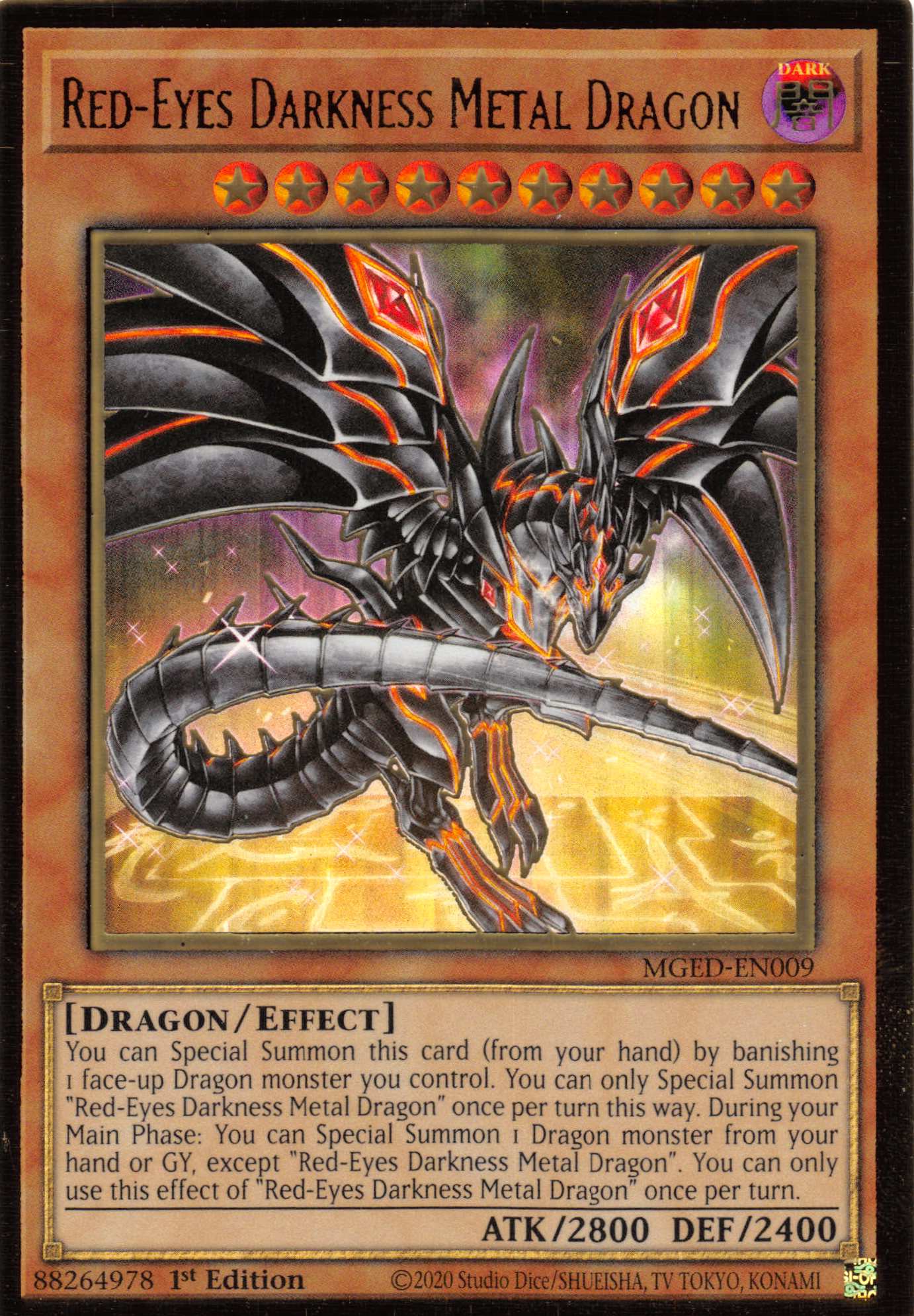 Red-Eyes Darkness Metal Dragon (Alternate Art) [MGED-EN009] Gold Rare | Galactic Gamez