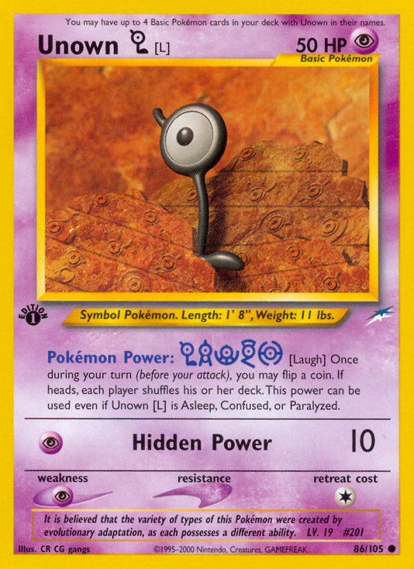 Unown [L] (86/105) [Neo Destiny 1st Edition] | Galactic Gamez