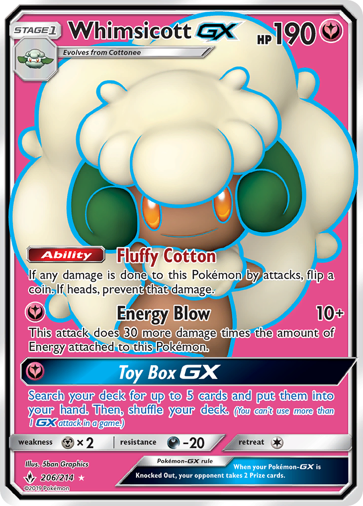 Whimsicott GX (206/214) [Sun & Moon: Unbroken Bonds] | Galactic Gamez