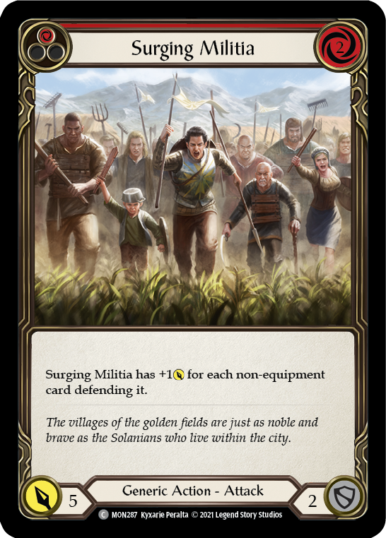 Surging Militia (Red) (Rainbow Foil) [MON287-RF] 1st Edition Rainbow Foil | Galactic Gamez