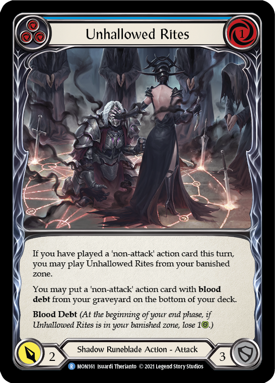 Unhallowed Rites (Blue) (Rainbow Foil) [MON161-RF] 1st Edition Rainbow Foil | Galactic Gamez