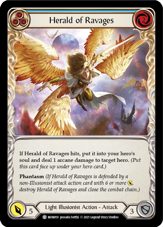 Herald of Ravages (Blue) (Rainbow Foil) [MON019-RF] 1st Edition Rainbow Foil | Galactic Gamez