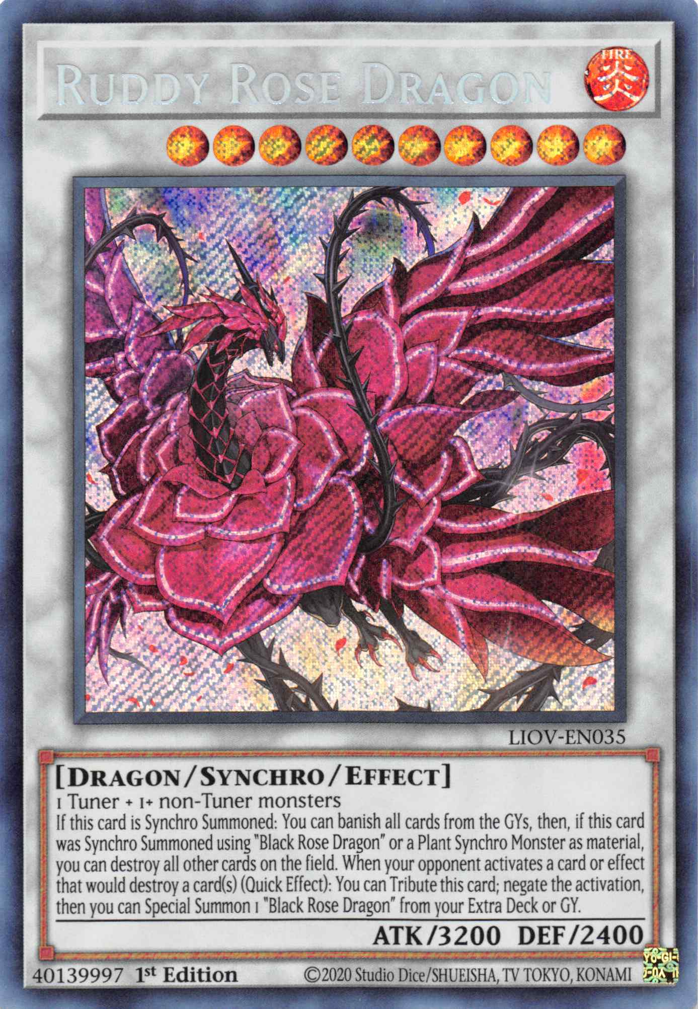 Ruddy Rose Dragon [LIOV-EN035] Secret Rare | Galactic Gamez