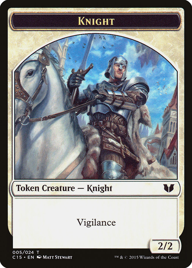 Knight (005) // Spirit (023) Double-Sided Token [Commander 2015 Tokens] | Galactic Gamez