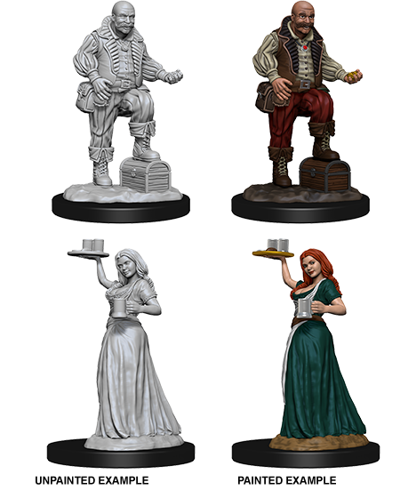 Pathfinder Battles Unpainted Minis - Serving Girl And Merchant | Galactic Gamez