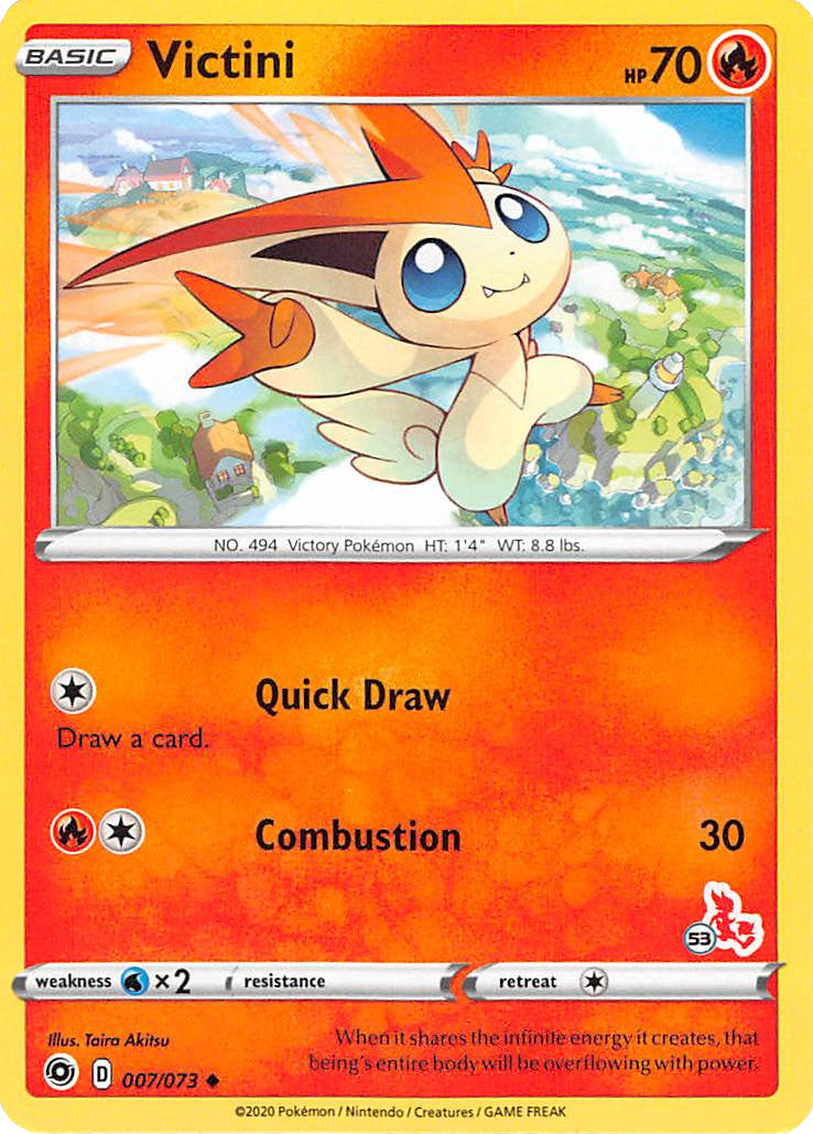 Victini (007/073) (Cinderace Stamp #53) [Battle Academy 2022] | Galactic Gamez