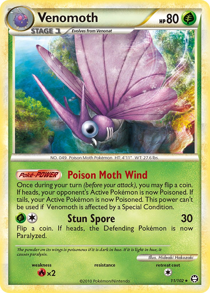 Venomoth (11/102) (Theme Deck Exclusive) [HeartGold & SoulSilver: Triumphant] | Galactic Gamez