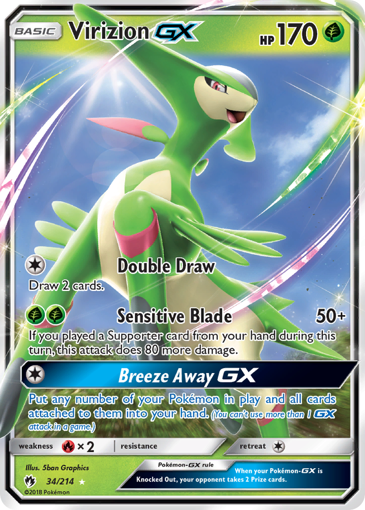 Virizion GX (34/214) [Sun & Moon: Lost Thunder] | Galactic Gamez